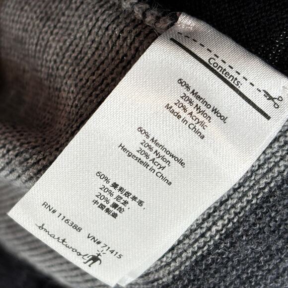 Smartwool Black Scrolling Stripe V Neck Merino Wool Sweater - Picture 11 of 12